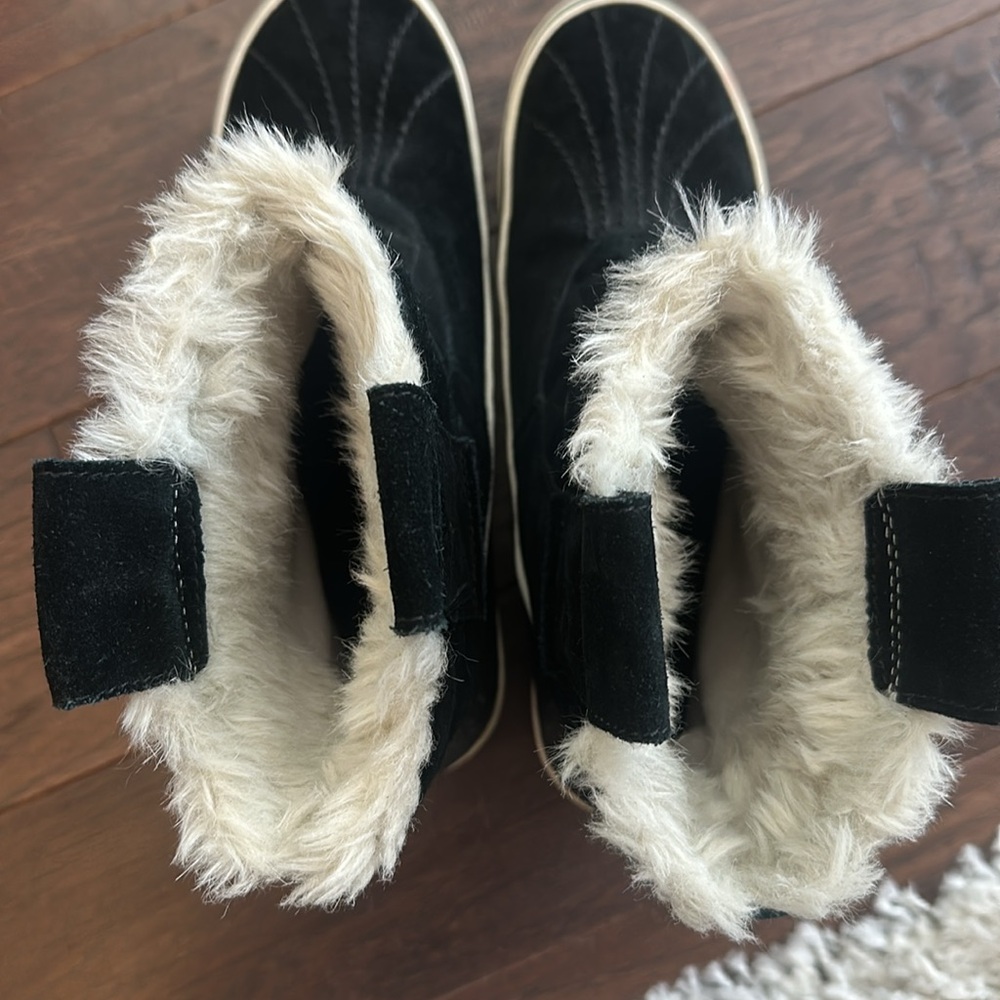 SOREL BLACK SUEDE FLEECE LINED WOMEN'S WINTER BOOTS 9.5 - Picture 5 of 13